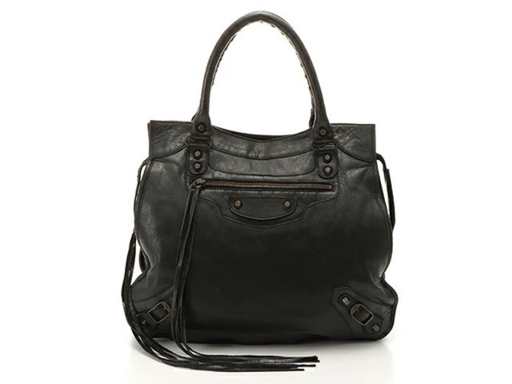 Balenciaga The Mid Afternoon Tote Bag Leather Black